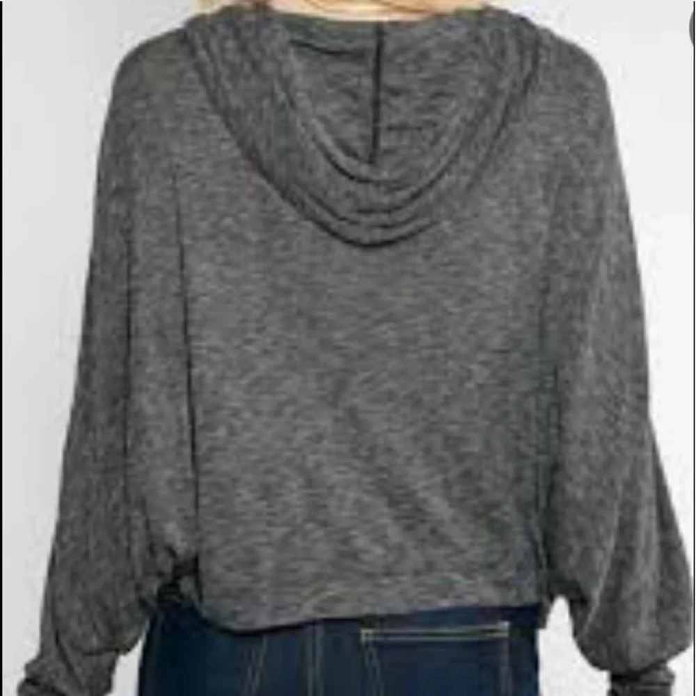 Love Culture Woman's Teens Sizes S Long Dolman Sleeves Hoodie Gray Crop top